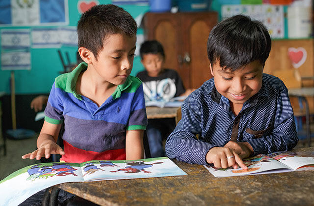 Boys in class at Pachinaj school.